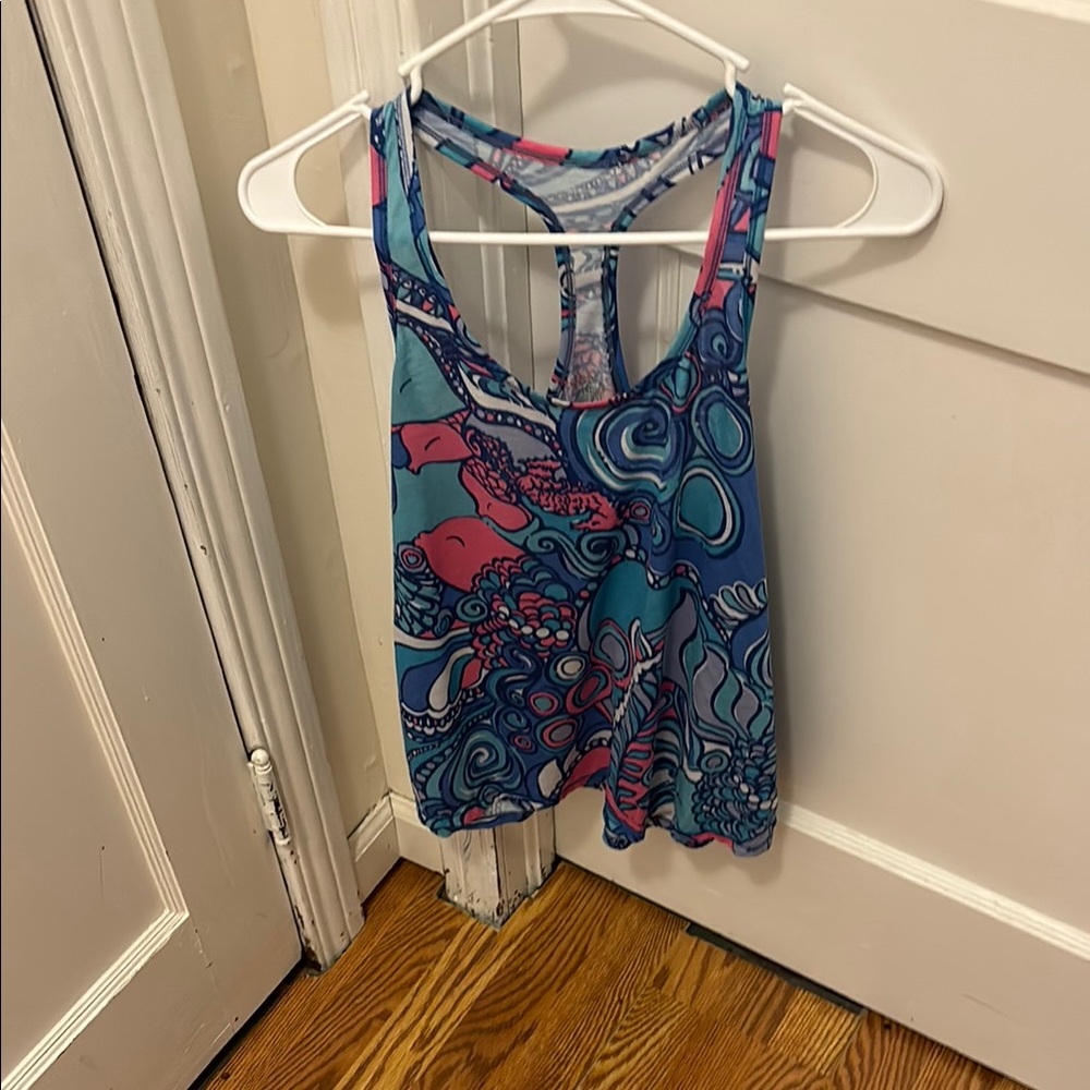 Lilly Pulitzer Vibrant Blue and Pink workout tank  Top